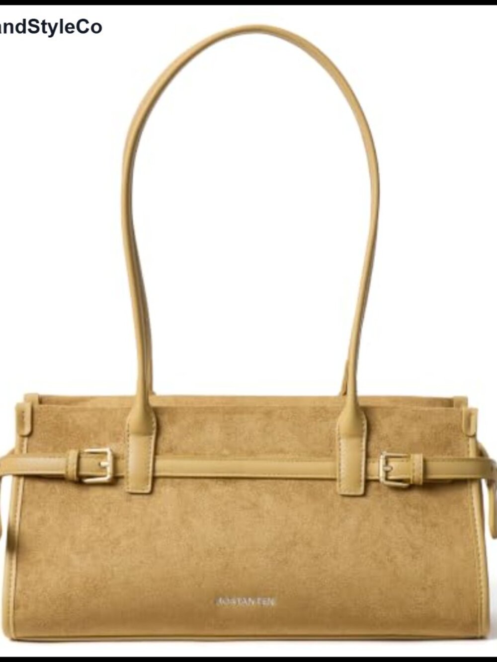 Suede East West Shoulder Bag Structured Designer Purse Medium